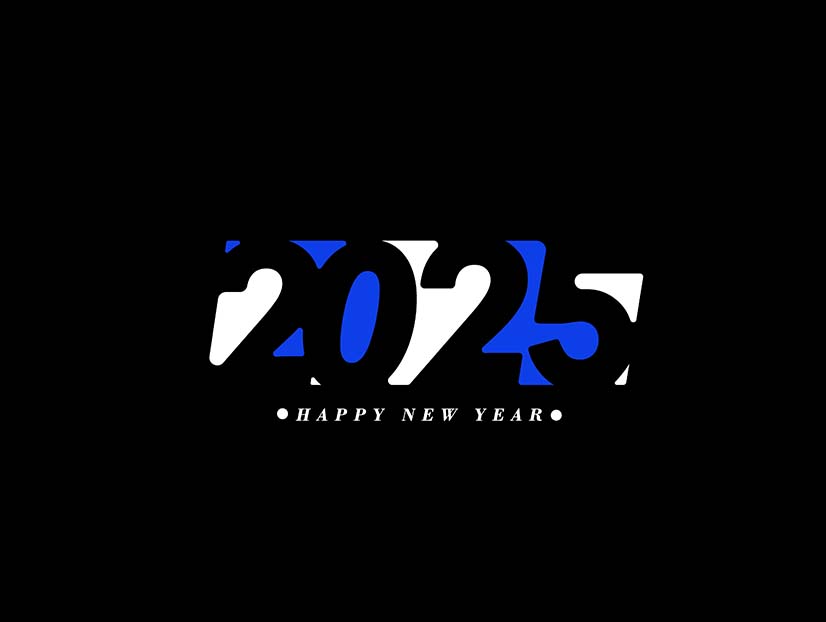 Happy New Year 2025 Text Typography